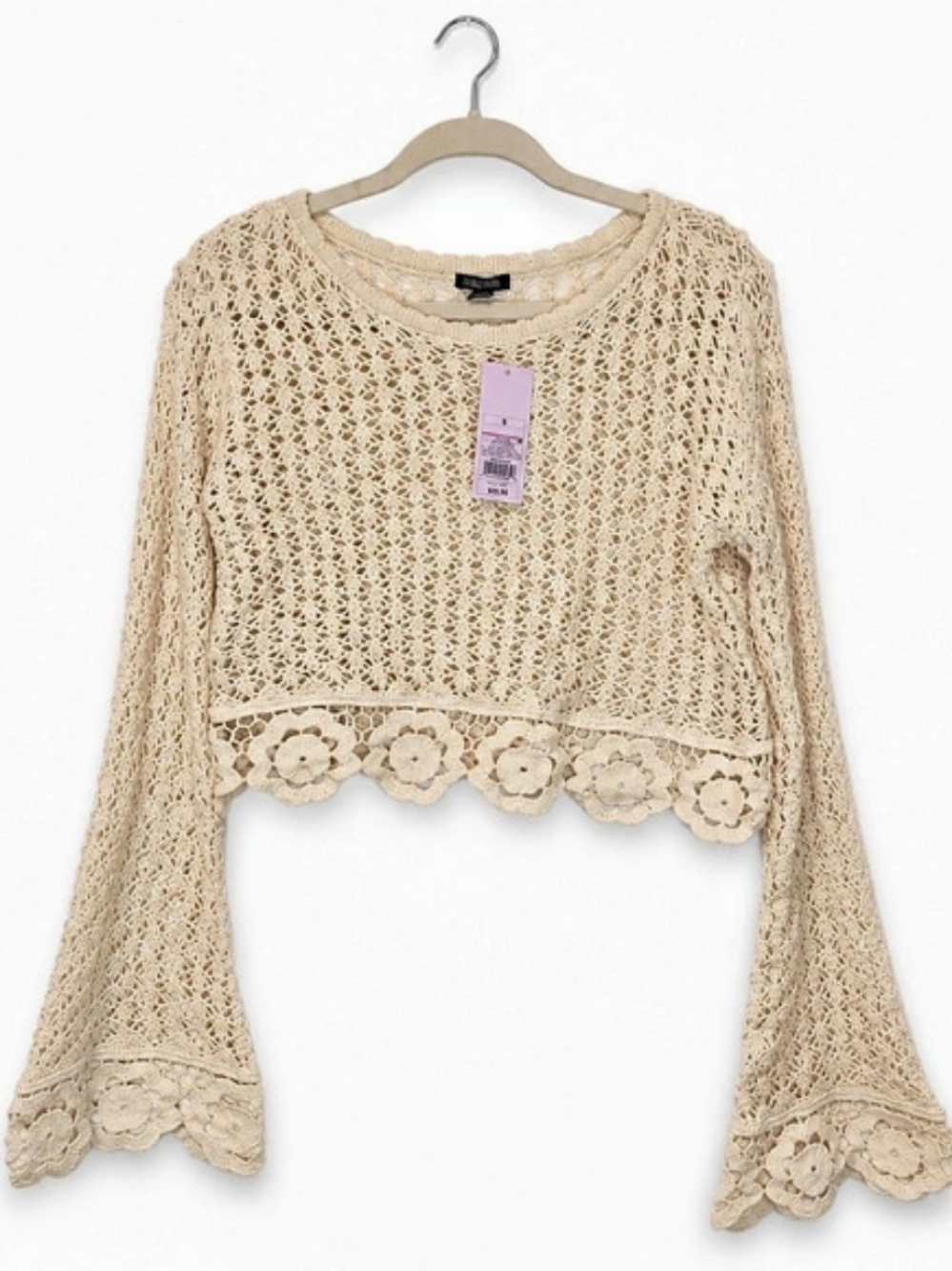 wild fable Women'Small Boat Neck Crochet Pullover Sweater Small